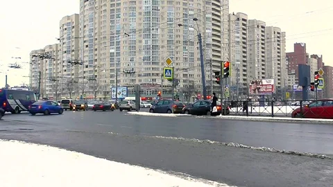 Timelapse of urban life in the winter. Stock Footage