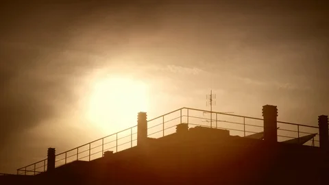  Timelapse Urban pollution, sunset through the fog of polluting powders Stock Footage 88993479