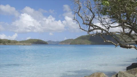 TimeLapse USVI St John's Ocean Scene with Clouds Stock Footage 123667019
