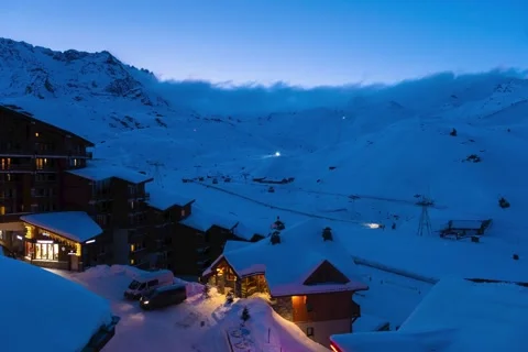 Timelapse of Val Thorens in winter Stock Footage 235067959