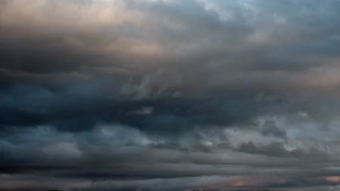 Timelapse of variable dark storm clouds moving across the sky before rainfall Video stock 333717515