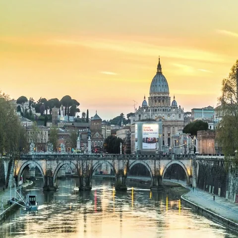 Timelapse of Vatican at sunset with Tiber river and Ponte Sant'Angelo 库存影片 69543347