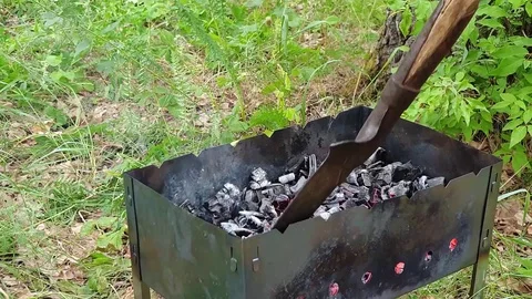 Timelapse of vegetable grile on charcoal Stock Footage 129521906
