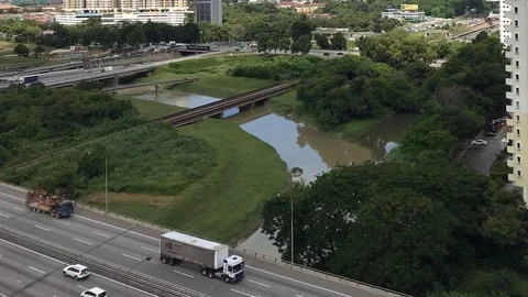 Timelapse of vehicles on a highway during peak hours daytime, panning. Stock Footage 101178319