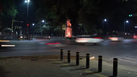 Timelapse - Vehicles at an intersection with light trails 4K30 Stock Footage 271237881