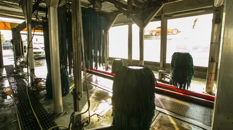 Timelapse of Vehicles Passing Through Car Wash Stock Footage 45196441