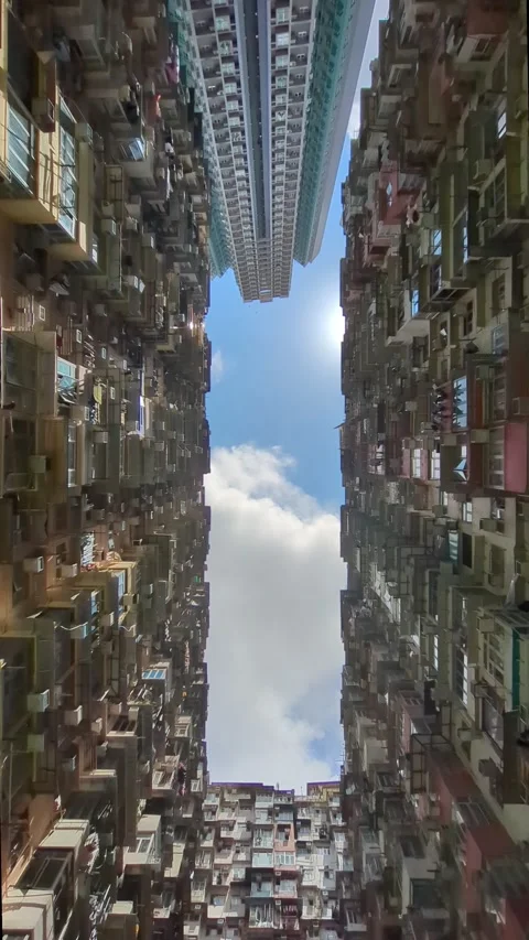 Timelapse vertical shot of Monster building Hong Kong Stock Footage 271240137