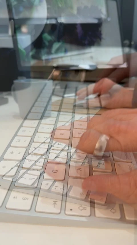 Timelapse vertical video man typing on keyboard Stock Footage 284922983