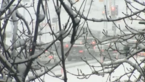 Timelapse of very snowy Canadian Intersection Stock-Footage 170400735