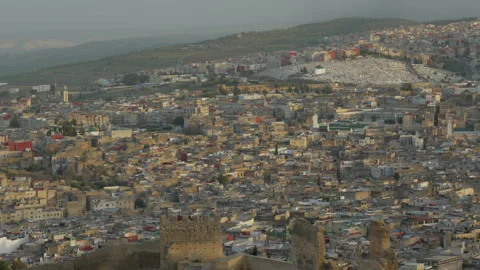 A timelapse video from above, capturing the entire city of Fez in Morocco. Stock Footage 345655745