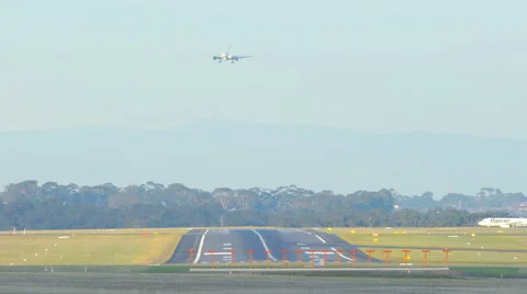 Timelapse video of airplane taking off and landing at an airport Stock Footage 66416078