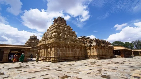 Timelapse video of ancient Indian temple with clouds moving in the background Stock Footage 88162103