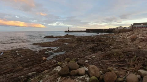 Timelapse Video from Annalong Pier at Sunset, County Down, Northern Ireland Stock Footage 315764513