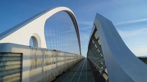 Timelapse video of the arch bridge built by Santiago Calatrava Stock-Footage 94187322