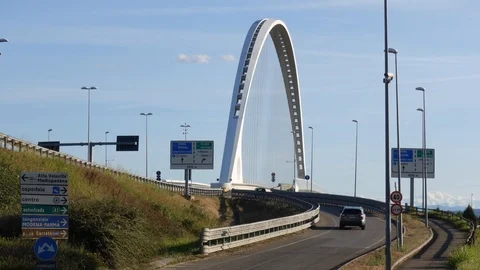 Timelapse video of the arch bridge built by Santiago Calatrava Stock Footage 94187324