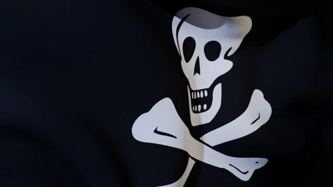 Timelapse Video of Candlesticks Blended with Waving Jolly Roger Pirate Flag Stock Footage 344784585
