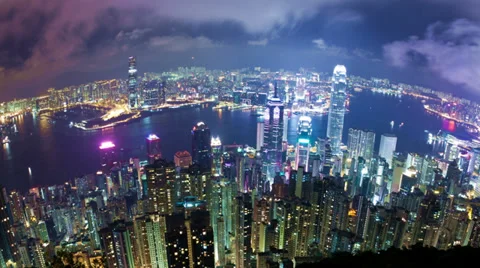 Timelapse video of a city at night, camera revolving Video stock 35222933