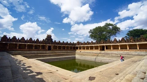 TImelapse Video of clouds moving over a 9th century temple pond 스톡 동영상 87779637