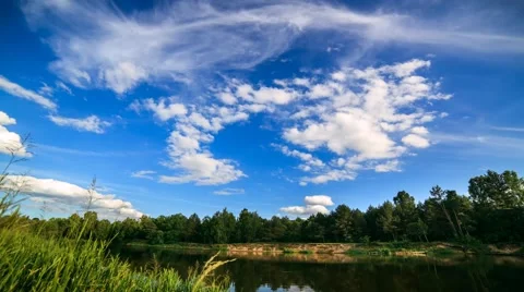 Timelapse video of clouds rushing over a lake Stock Footage 51852054