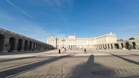 Timelapse video of the courtyard in front of the Royal Palace of Madrid Stock Footage 295964440