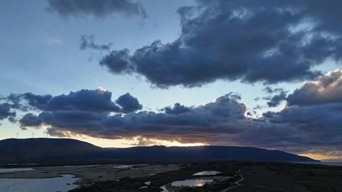 Timelapse video during sunset and cloudscape over floodplain Stock Footage 290166331