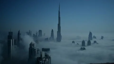 Timelapse video of Fog in Dubai Stock Footage