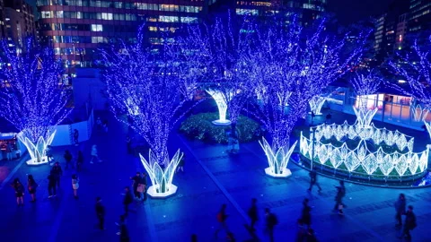 Timelapse video of forest of light at Hakata Station in Japan Stock Footage 272887026
