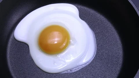 Timelapse video of a fried egg cooking in a frying pan	 Stock Footage 253610393