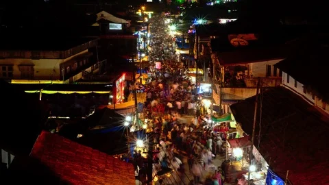 Timelapse video of huge crowd during a village Fair Stock Footage 87319787