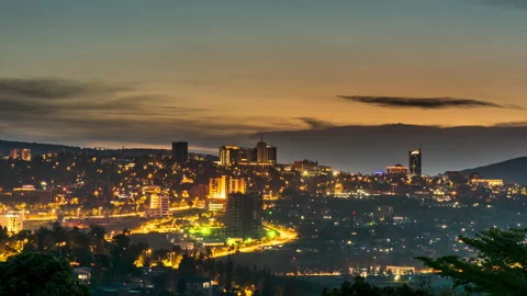 Timelapse video of Kigali city centre skyline Stock Footage 229320748