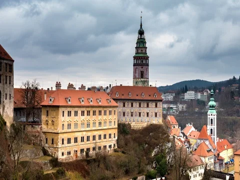 Timelapse video of Krumlov Castle 스톡 동영상 76029854