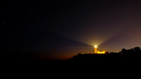 Timelapse video of Lighthouse at starry night, Portugal. Stock Footage 108096296