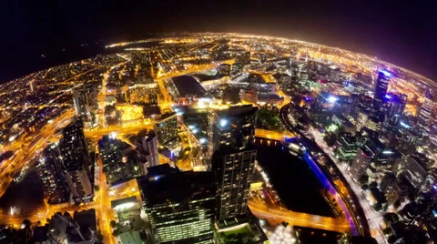 Timelapse video of Melbourne at night Stock Footage 34974190