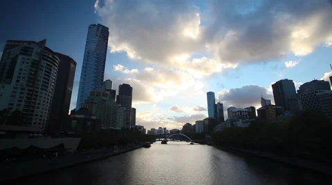 Timelapse video of Melbourne at sunset Stock Footage 49593792