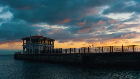 Timelapse Video Of Moda Pier At Sunset, Istanbul, Turkey Stock Footage 97839943