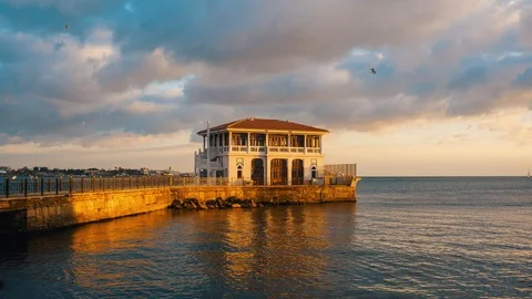 Timelapse Video Of Moda Pier At Sunset, Istanbul, Turkey Video stock 97840372