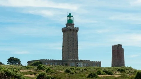 Timelapse video with new lighthouse at Cape Frehel, Birtanny, France. Stock Footage 98222015