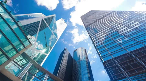 Timelapse video of office buildings with reflection of clouds Video stock 42791611