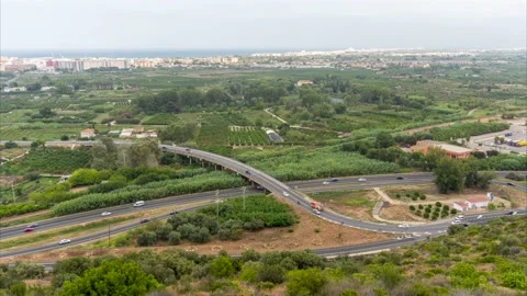 Timelapse video overlooking some highways with a lot of traffic. Stock Footage 159013704