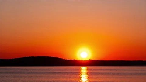 Timelapse video of setting sun over the lake Stock Footage 153223272