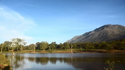 Timelapse video of shadow over mounntain during sunset Stock Footage 89071418