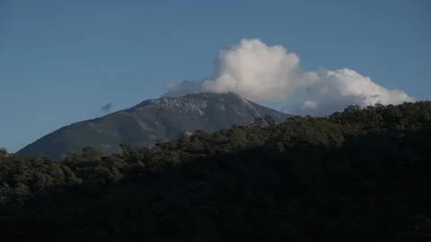 Timelapse video showing clouds forming and disappearing in a mountain landscape. Stock Footage 331129770