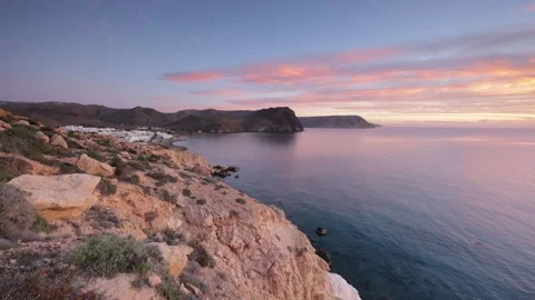 Timelapse Video from Sunset Over Rocky Coastline, Las Negras, Spain Stock-Footage 321458031