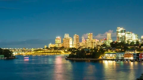 Timelapse video of Sydney CBD from sunset to night Stock Footage 81497517