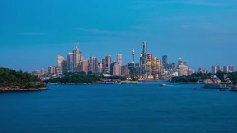 Timelapse video of Sydney CBD transiting from sunset to night Stock Footage 174526560
