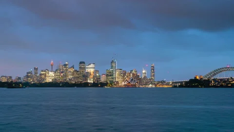Timelapse video of Sydney CBD transiting from sunset to night Stock Footage 185291435