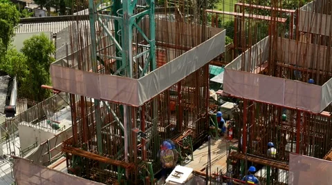 Timelapse video of workers activity at construction site Stock Footage 53202504