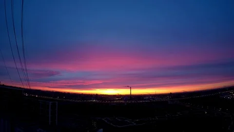 Timelapse view: Amazing spring sunrise above the city, dawn background. SPb Stock Footage 73580669