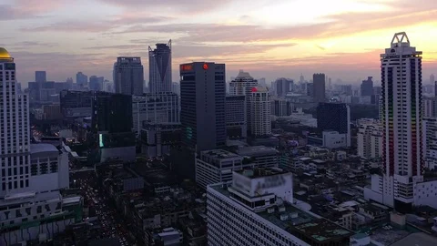 Timelapse view of Bangkok city scape at sunset Thailand Stock Footage 77971365