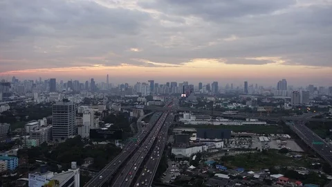 Timelapse view of Bangkok city scape at sunset Thailand Stock Footage 77973816